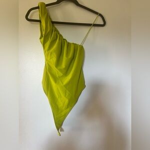 Zara Green Bodysuit One Piece Asymmetrical Design